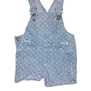 Blue and White Polka Dot Short Overalls
